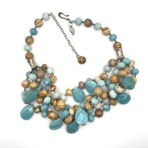 INCA Brand Statement Necklace Natural Stone Single to Multi-Strand Bead Sterling
